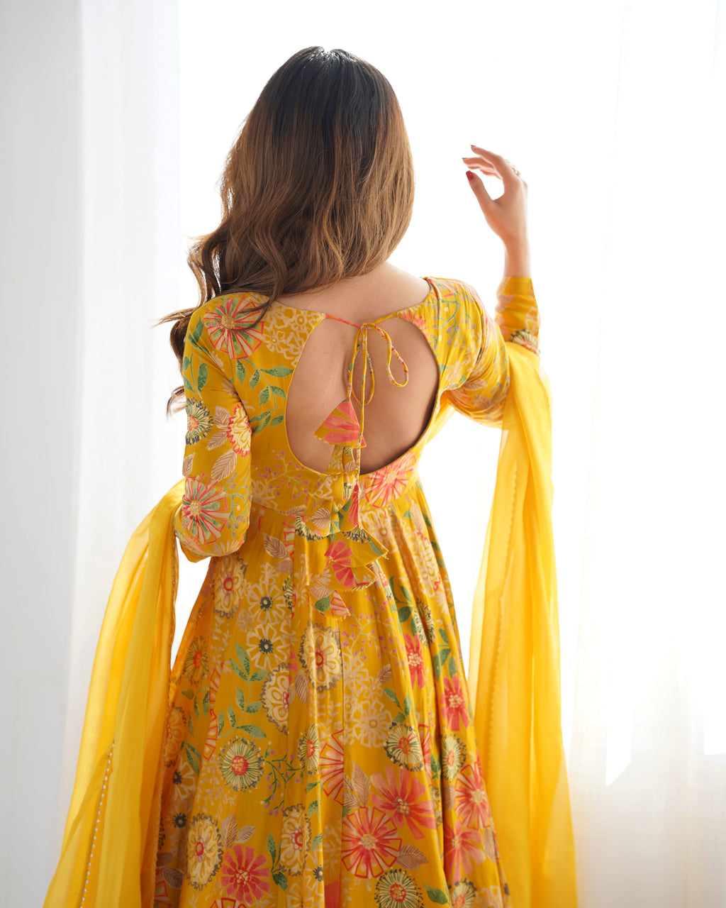Yellow Elegant Roman Silk Chanderi Kediya Kurta Set with Dupatta & Palazzo