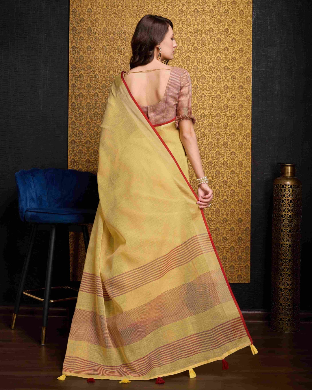 Yellow Elegant Solid Saree with Zari Border – Timeless Grace ClothsVilla