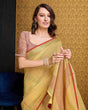 Load image into Gallery viewer, Yellow Elegant Solid Saree with Zari Border – Timeless Grace ClothsVilla