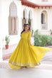 Load image into Gallery viewer, Yellow Elegant Vichitra Silk Sequin Embroidered Gown with Dupatta – Designer Full-Sleeve Square Neck Gown with Cotton Lining &amp; 3-Meter Flair ClothsVilla