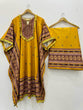 Load image into Gallery viewer, Yellow Elegant Viscose Velvet Kaftan with Plazo – Digital Print &amp; Lace Border ClothsVilla