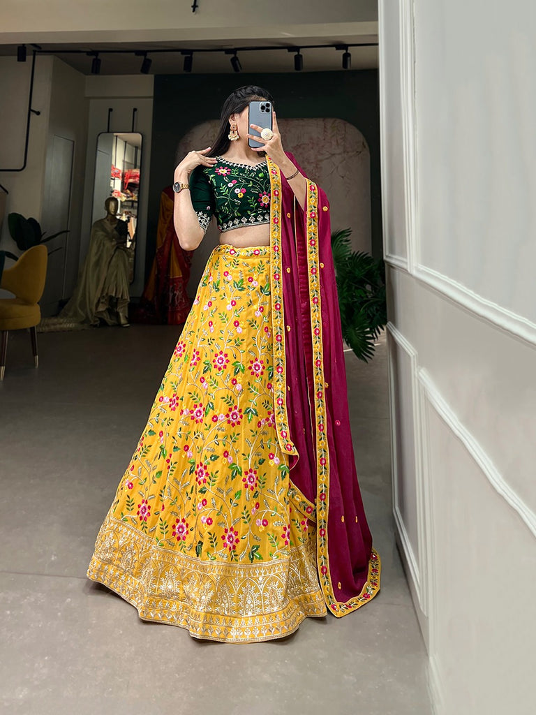 Yellow Embroidered Georgette Lehenga - Celebrate Tradition in Modern Elegance ClothsVilla