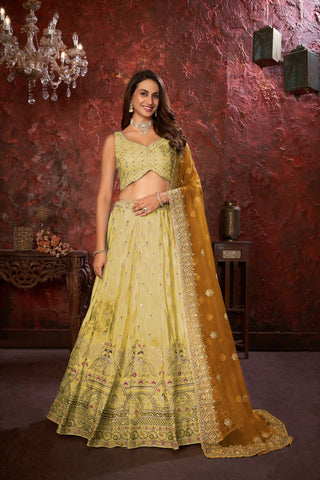 Yellow Embroidered Girlish Lehenga Choli Set ClothsVilla