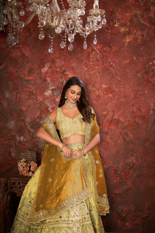 Yellow Embroidered Girlish Lehenga Choli Set ClothsVilla