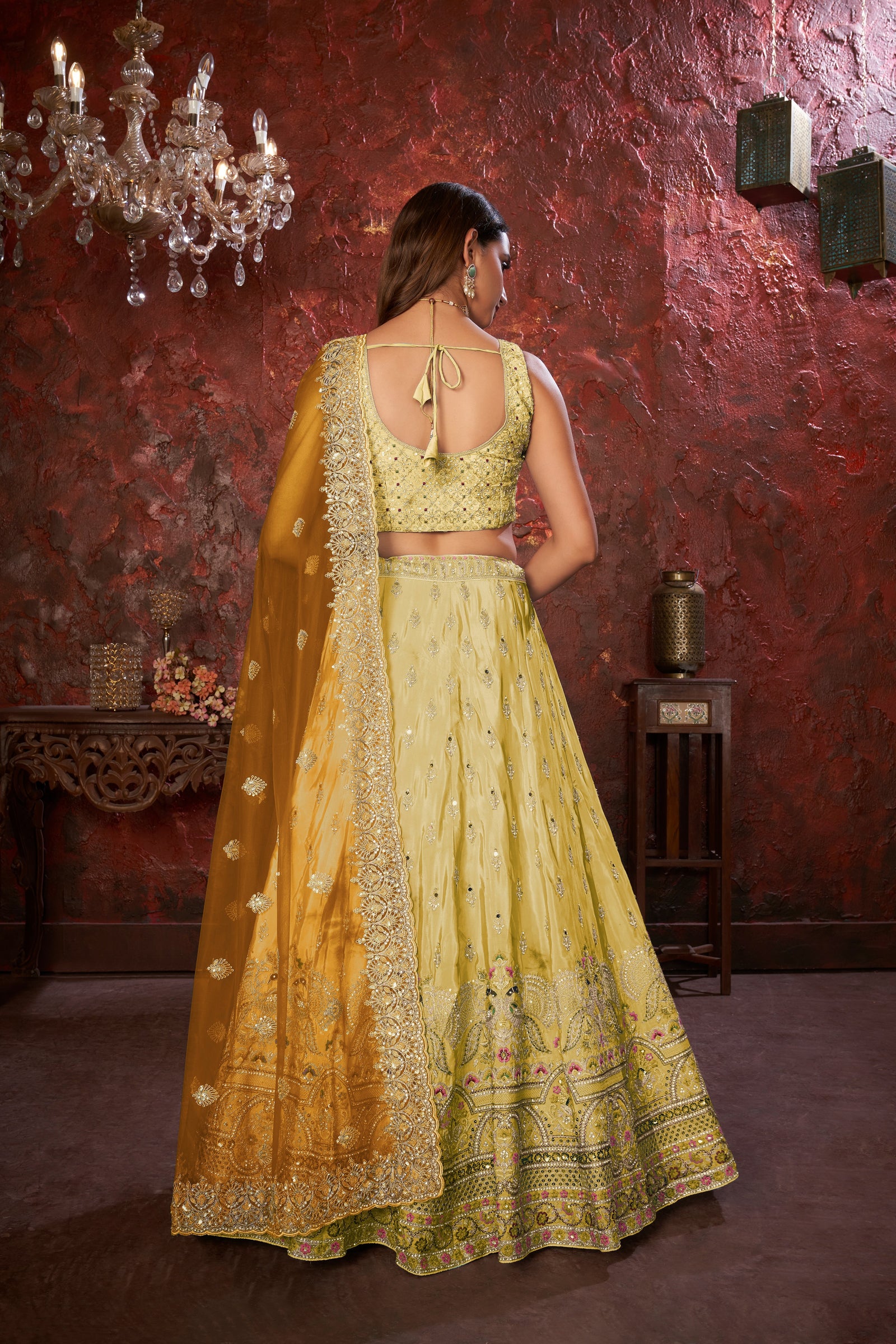 Yellow Embroidered Girlish Lehenga Choli Set ClothsVilla