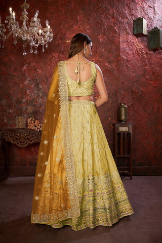 Yellow Embroidered Girlish Lehenga Choli Set ClothsVilla