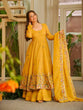 Load image into Gallery viewer, Yellow Embroidered Gown Sharara Set ClothsVilla
