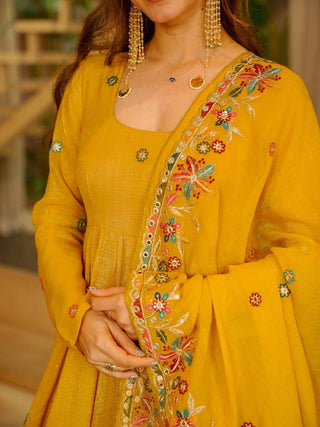 Yellow Embroidered Gown Sharara Set ClothsVilla
