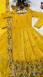 Load image into Gallery viewer, Yellow Embroidered Gown Sharara Set ClothsVilla