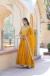 Load image into Gallery viewer, Faux Blooming Yellow Embroidered Gown with Viscose Jacquard &amp; Dupatta ClothsVilla