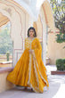 Load image into Gallery viewer, Faux Blooming Yellow Embroidered Gown with Viscose Jacquard &amp; Dupatta ClothsVilla