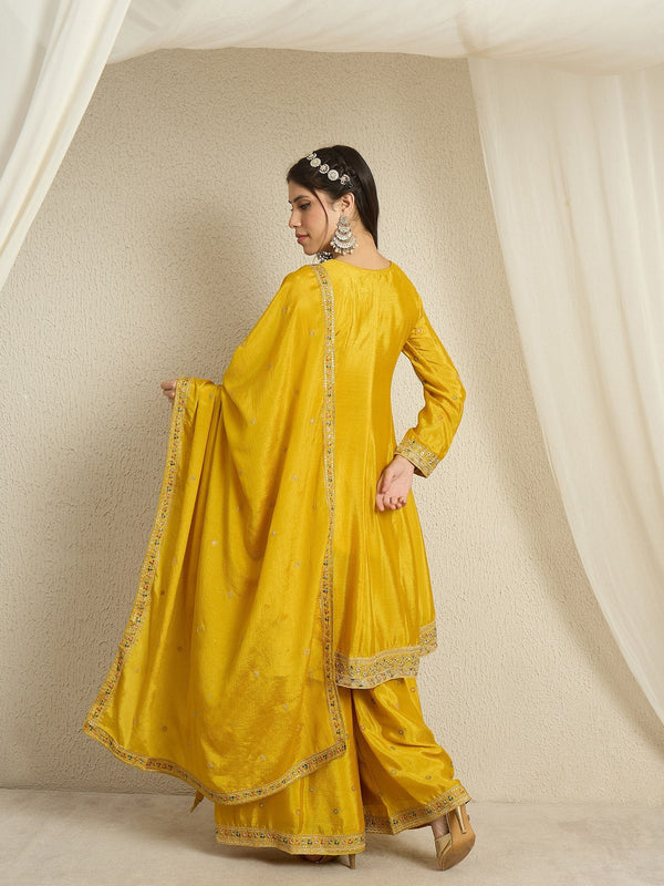 Yellow Embroidered Kurta Palazzo Set ClothsVilla