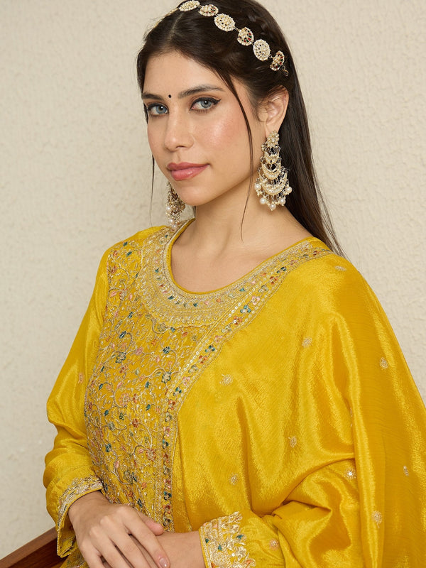 Yellow Embroidered Kurta Palazzo Set ClothsVilla