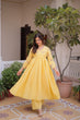 Load image into Gallery viewer, Yellow Embroidered Kurti Pant Set ClothsVilla