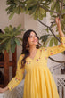 Load image into Gallery viewer, Yellow Embroidered Kurti Pant Set ClothsVilla