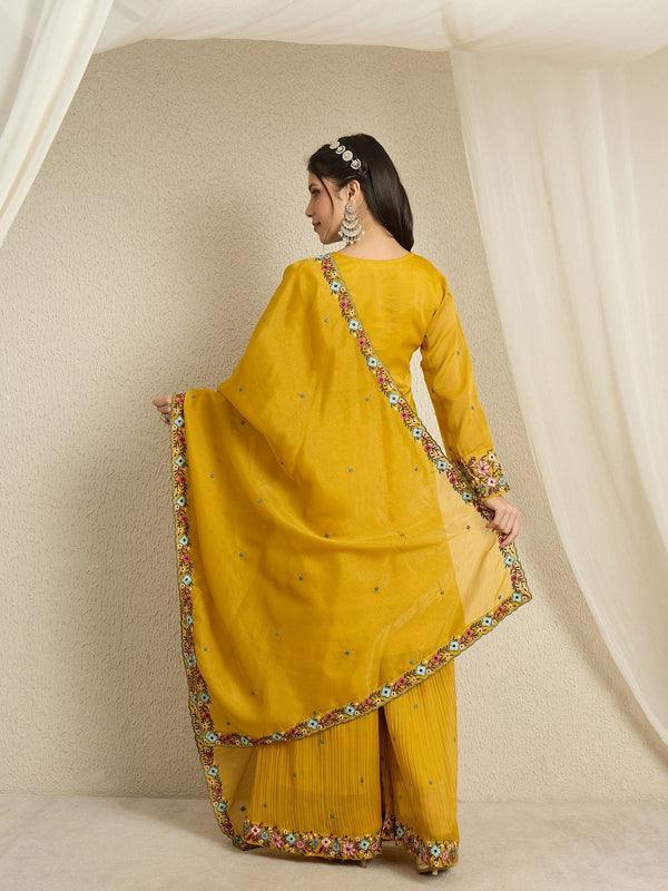 Yellow Embroidered Organza Palazzo Set ClothsVilla
