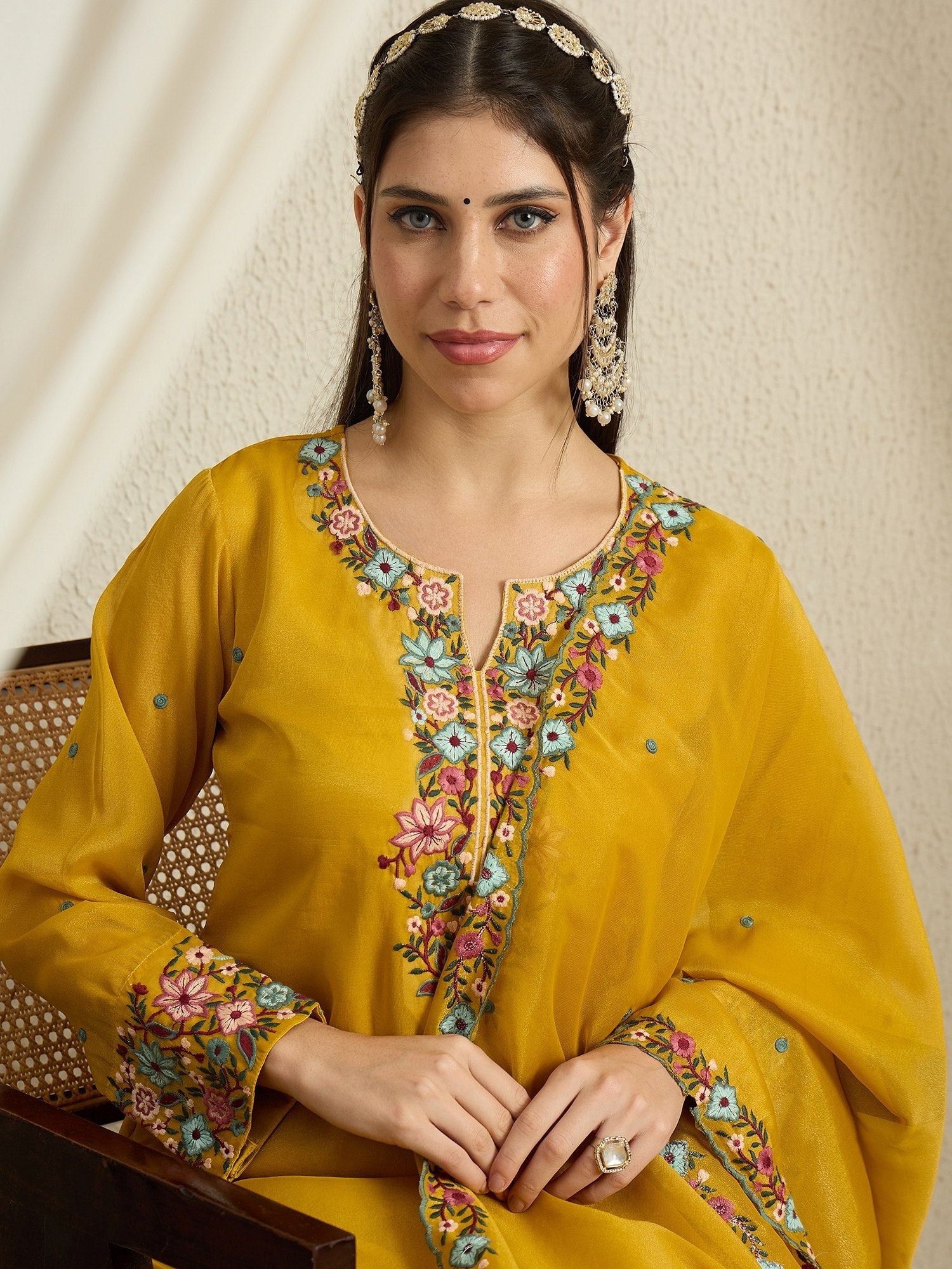 Yellow Embroidered Organza Palazzo Set ClothsVilla