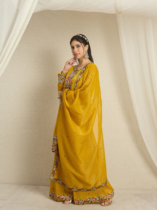 Yellow Embroidered Organza Palazzo Set ClothsVilla