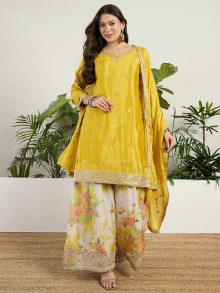 Yellow Embroidered Palazzo Set Clothsvilla