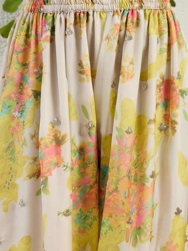 Yellow Embroidered Palazzo Set Clothsvilla