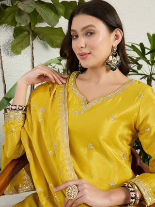 Yellow Embroidered Palazzo Set Clothsvilla