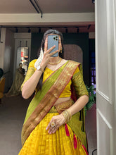 Load image into Gallery viewer, Yellow Exquisite Kanjivaram Silk Lehenga Choli with Zari Weaving ClothsVilla