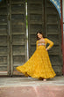 Load image into Gallery viewer, Yellow Faux Georgette Bandhani Print Gown with Kutchi Patchwork – Full Sleeves, 12 Meter Flair, Cotton Lining ClothsVilla