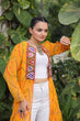 Load image into Gallery viewer, Yellow Faux Georgette Bandhani Shrug with Kutchi Patchwork ClothsVilla