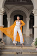 Load image into Gallery viewer, Yellow Faux Georgette Bandhani Shrug with Kutchi Patchwork ClothsVilla