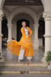 Load image into Gallery viewer, Yellow Faux Georgette Bandhani Shrug with Kutchi Patchwork ClothsVilla