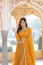 Load image into Gallery viewer, Shimmering Yellow Faux Georgette Lehenga Choli with Sequins &amp; Thread Work ClothsVilla