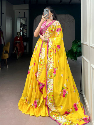 Yellow Floral Georgette Lehenga Choli ClothsVilla
