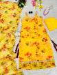 Load image into Gallery viewer, Yellow Floral Organza Straight Cut Suit with Dupatta ClothsVilla
