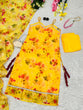 Load image into Gallery viewer, Yellow Floral Organza Straight Cut Suit with Dupatta ClothsVilla