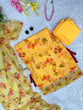 Load image into Gallery viewer, Yellow Floral Organza Straight Cut Suit with Dupatta ClothsVilla