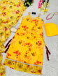 Load image into Gallery viewer, Yellow Floral Organza Straight Cut Suit with Dupatta ClothsVilla