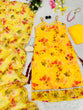 Load image into Gallery viewer, Yellow Floral Organza Straight Cut Suit with Dupatta ClothsVilla