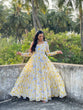 Load image into Gallery viewer, Yellow Floral Print Premium Georgette Readymade Gown ClothsVilla
