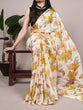 Load image into Gallery viewer, Yellow Floral Printed Satin Silk Saree with Fully Stitched Adjustable Natural Silk Blouse &amp; Lace Detailing – Party &amp; Festive Wear ClothsVilla