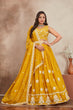 Load image into Gallery viewer, Yellow Georgette Embroidered Lehenga ClothsVilla