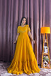 Load image into Gallery viewer, Yellow Georgette Ruffle Gown with Removable Net Koti – Festive Wear Collection ClothsVilla