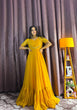 Load image into Gallery viewer, Yellow Georgette Ruffle Gown with Removable Net Koti – Festive Wear Collection ClothsVilla