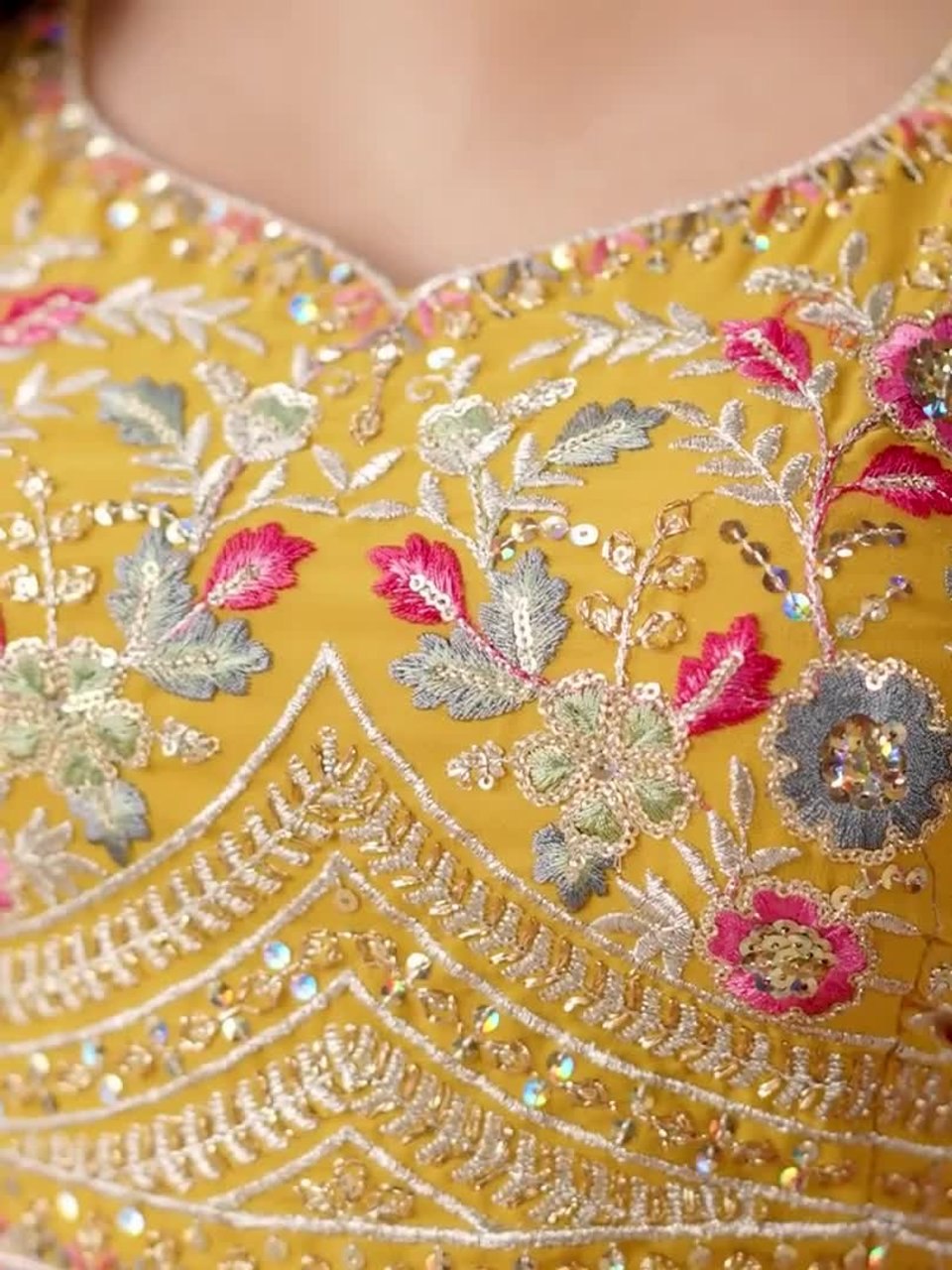 Yellow Georgette Sequin Lehenga Choli ClothsVilla
