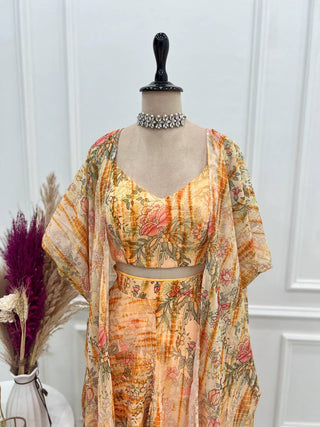 Yellow Georgette Shrug Palazzo Set ClothsVilla