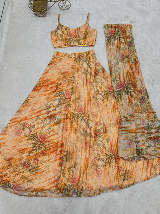 Yellow Georgette Shrug Palazzo Set ClothsVilla