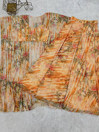 Yellow Georgette Shrug Palazzo Set ClothsVilla
