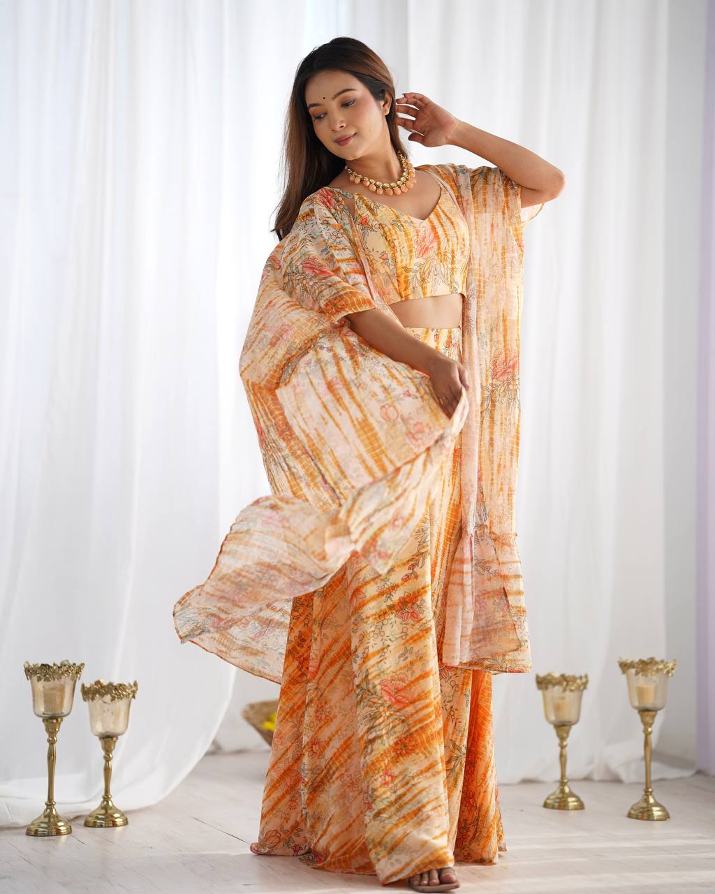 Yellow Georgette Shrug Palazzo Set ClothsVilla