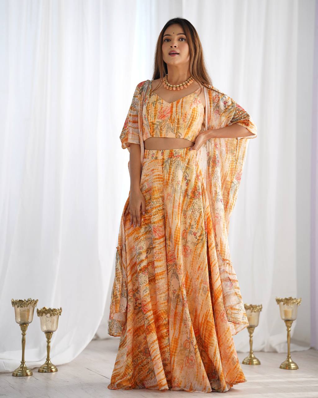 Yellow Georgette Shrug Palazzo Set ClothsVilla