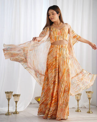 Yellow Georgette Shrug Palazzo Set ClothsVilla