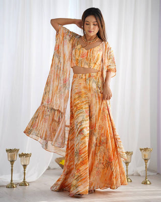 Yellow Georgette Shrug Palazzo Set ClothsVilla